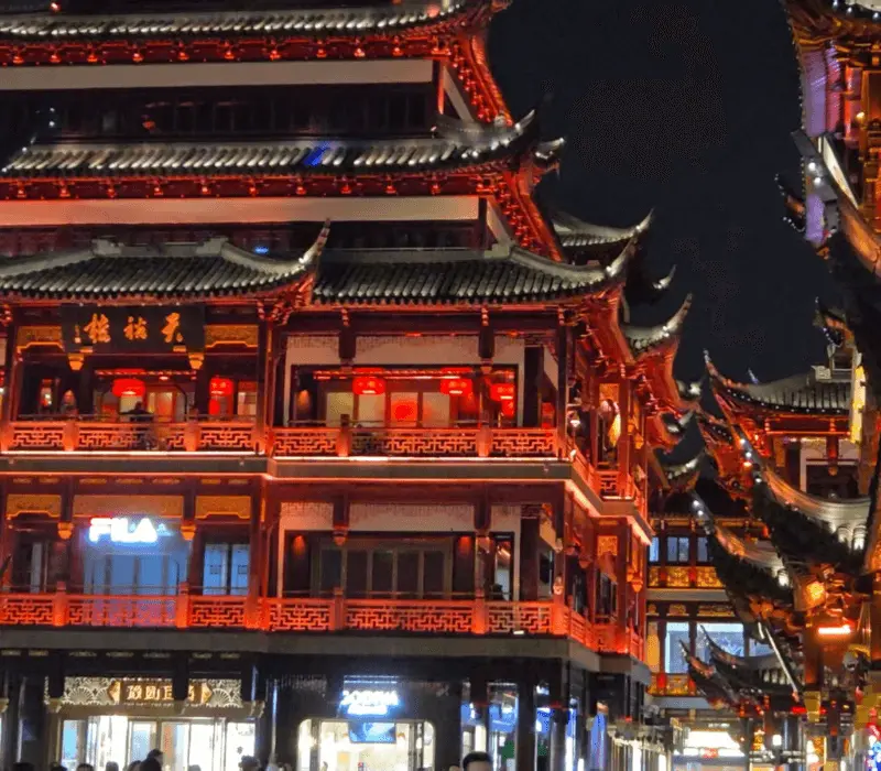 yuyuan garden red building