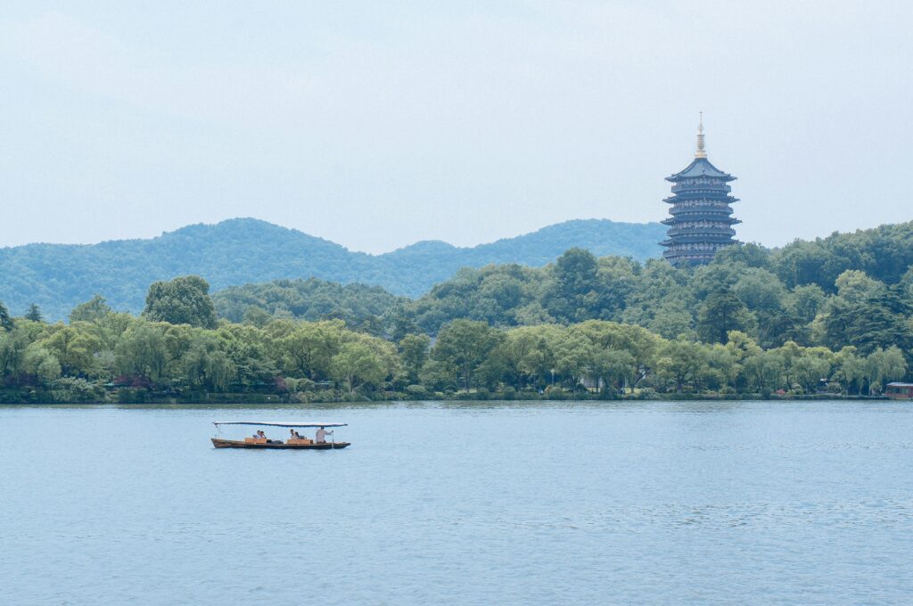 Scenic view of West Lake in Hangzhou, a landmark for cultural immersion in China.